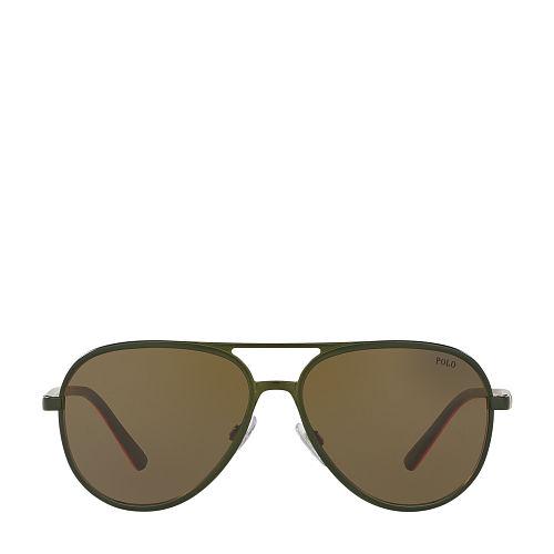 Polo Ralph Lauren Polo Color-blocked Sunglasses Semishiny Olive