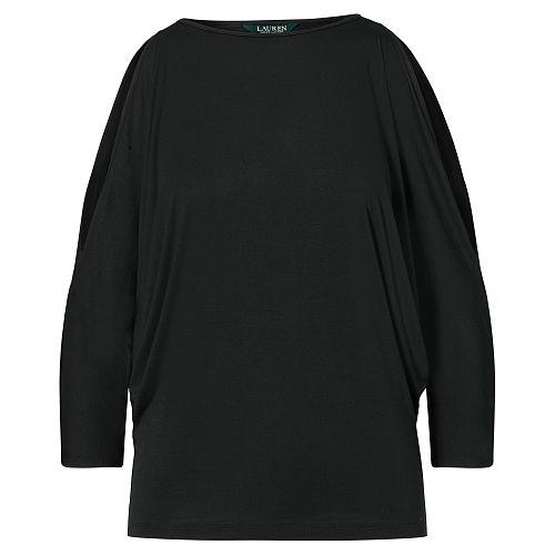 Ralph Lauren Lauren Cutout-shoulder Jersey Top Polo Black