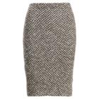 Ralph Lauren Herringbone Knit Pencil Skirt Black/cream