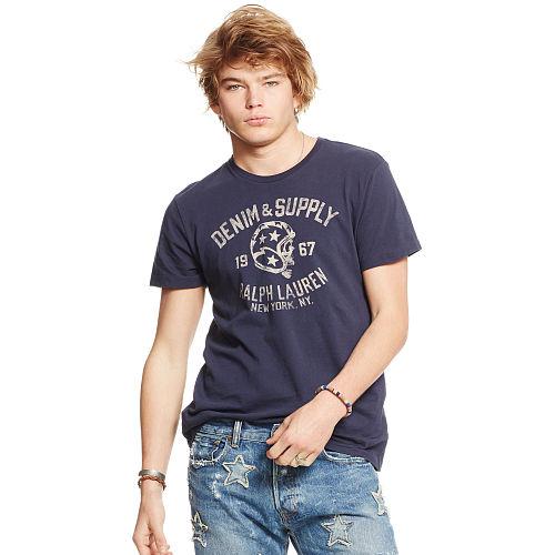 Ralph Lauren Denim & Supply Cotton Jersey Graphic Tee Classic Navy