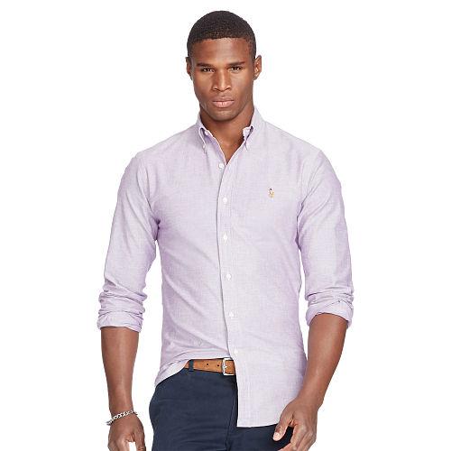 Polo Ralph Lauren Slim Stretch Oxford Shirt S Purple/white