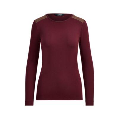 Ralph Lauren Zip-shoulder Crewneck Top Red Sangria Lp