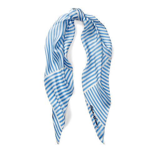 Polo Ralph Lauren Cross-hatched Silk Scarf Bengal Blue/white