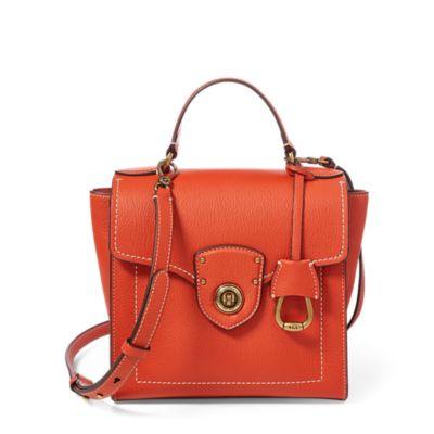 Ralph Lauren Leather Crossbody Satchel Bag Burnt Orange