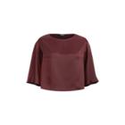 Ralph Lauren Satin Flutter-sleeve Top Red Sangria