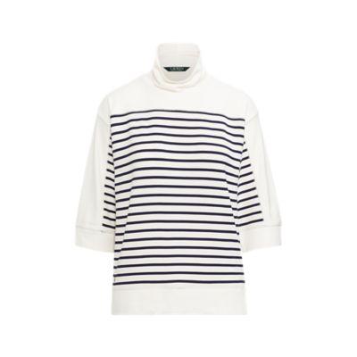 Ralph Lauren Cropped Mockneck Pullover Mascarpone Cream/navy