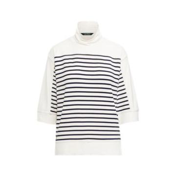 Ralph Lauren Cropped Mockneck Pullover Mascarpone Cream/navy