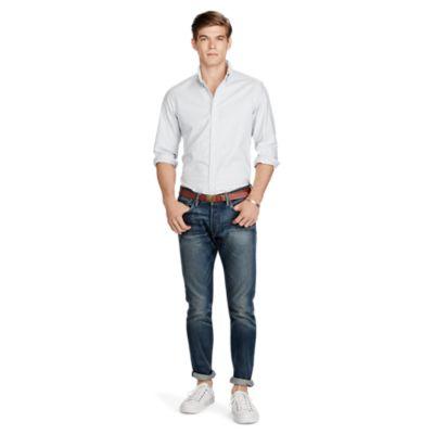 Ralph Lauren Men's Cotton Oxford Shirt Blue/white Stripe
