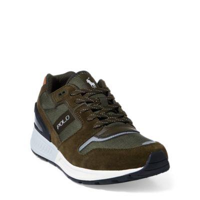 Ralph Lauren Train 100 Suede-mesh Sneaker Olive/olive