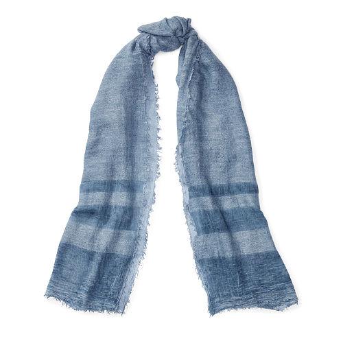Ralph Lauren Lauren Cold-dyed Border-striped Scarf Slate Blue