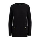 Ralph Lauren Button-shoulder Wool Sweater Polo Black