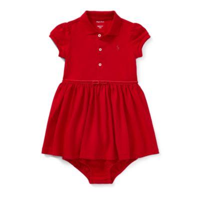 Ralph Lauren Cotton Polo Dress & Bloomer Park Ave Red 3m