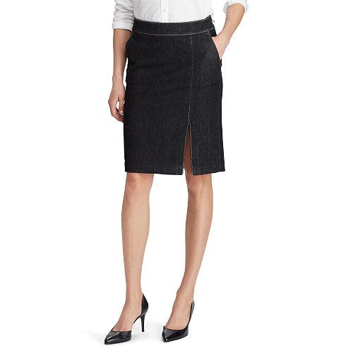 Ralph Lauren Lauren Petite Denim Pencil Skirt Asphalt