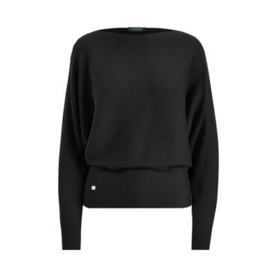Ralph Lauren Stretch Cotton Dolman Sweater Polo Black