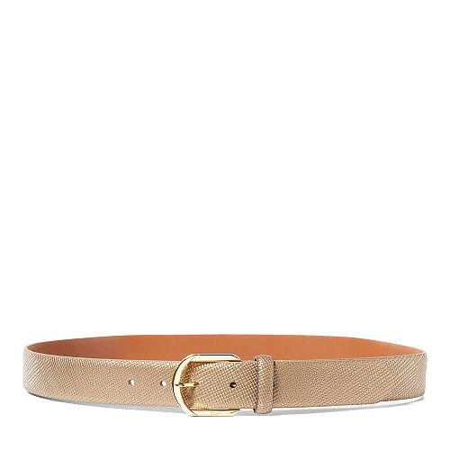 Ralph Lauren Lauren Crosshatch Leather Belt Gold Leaf