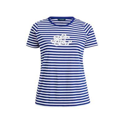 Ralph Lauren Monogram Striped T-shirt Sapphire/soft White