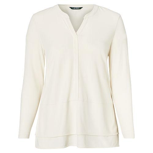 Ralph Lauren Lauren Woman Layered Jersey Top Herbal Milk