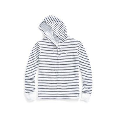 Ralph Lauren Cotton-blend Henley Hoodie White/cruise Navy