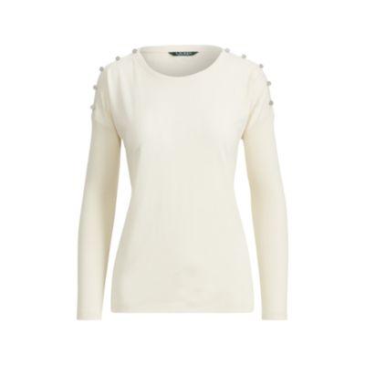 Ralph Lauren Lace-up Stretch Cotton Top Natural