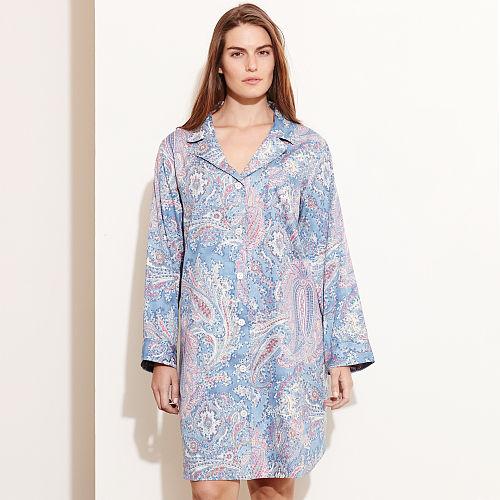 Ralph Lauren Lauren Woman Paisley Cotton His Shirt Blue Paisley