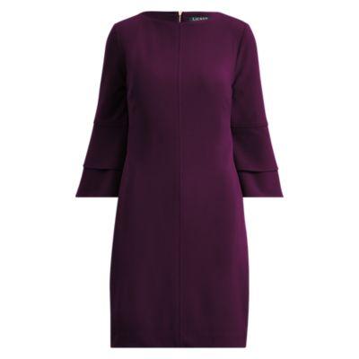 Ralph Lauren Crepe Bell-sleeve Dress Raisin 4p