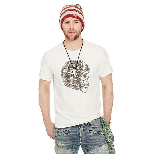Ralph Lauren Denim & Supply Cotton Jersey Graphic Tee Antique Cream Ds