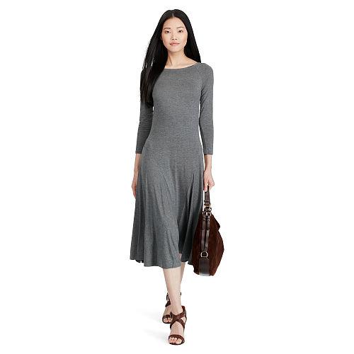 Polo Ralph Lauren Fit-and-flare Jersey Maxidress Fortress Grey Heather