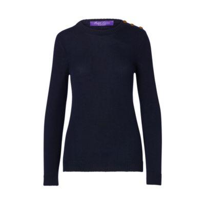 Ralph Lauren Buttoned Cashmere Crewneck Midnight