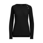 Ralph Lauren Button-shoulder Cotton Top Polo Black Lp