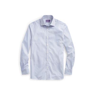 Ralph Lauren French Cuff Cotton Dress Shirt White And Blue