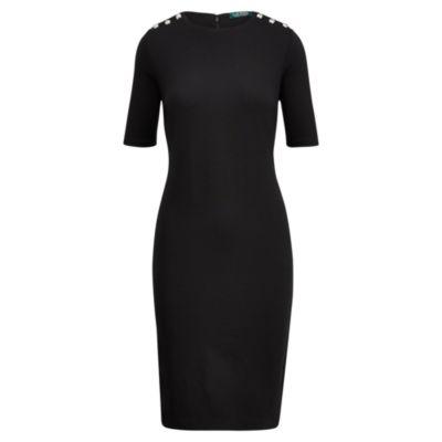 Ralph Lauren Button-shoulder Ponte Dress Polo Black