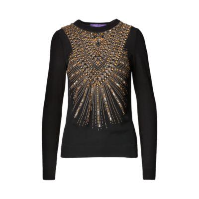 Ralph Lauren Beaded Cashmere Sweater Black