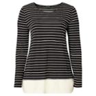 Ralph Lauren Lauren Woman Striped Jersey Top Polo Black/herbal Milk