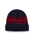 Ralph Lauren Rugby-stripe Wool-cashmere Hat Hunter Navy/red