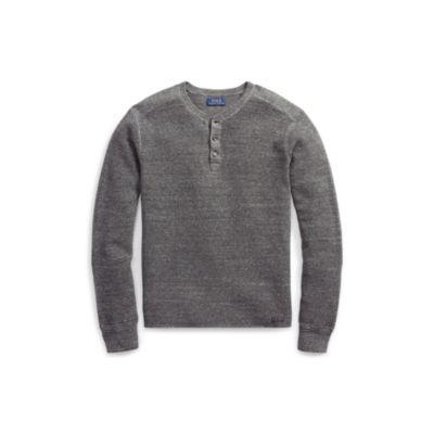 Ralph Lauren Waffle-knit Cotton Henley Sierra Grey Heather