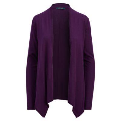 Ralph Lauren Silk-blend Open-front Cardigan Dark Mulberry