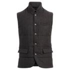 Ralph Lauren Striped Wool Down Vest Dark Charcoal And Grey