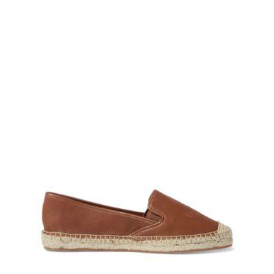 Ralph Lauren Destini Leather Espadrille Deep Saddle Tan