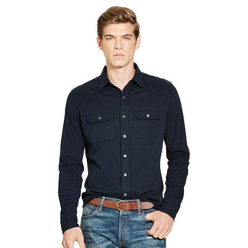 Polo Ralph Lauren Cotton Interlock Workshirt Aviator Navy