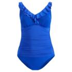 Ralph Lauren Slimming Ruffled One-piece Capri Blue