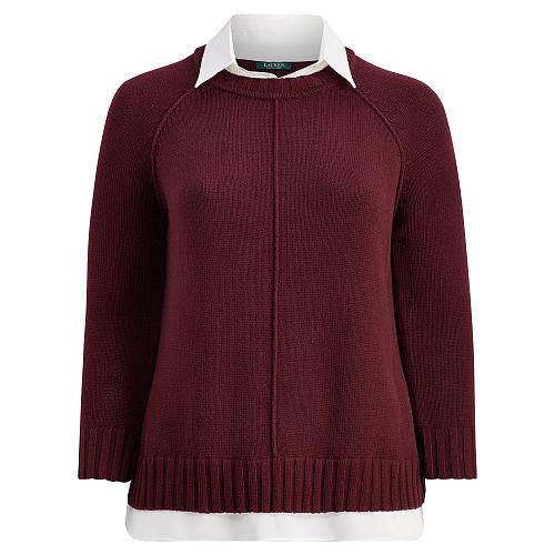 Ralph Lauren Lauren Woman Layered Cotton-blend Sweater