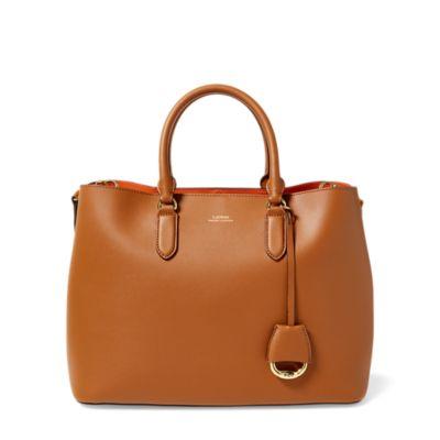 Ralph Lauren Leather Marcy Satchel Field Brown/orange