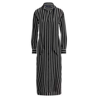 Ralph Lauren Tie-neck Silk Dress Black/trophy Cream