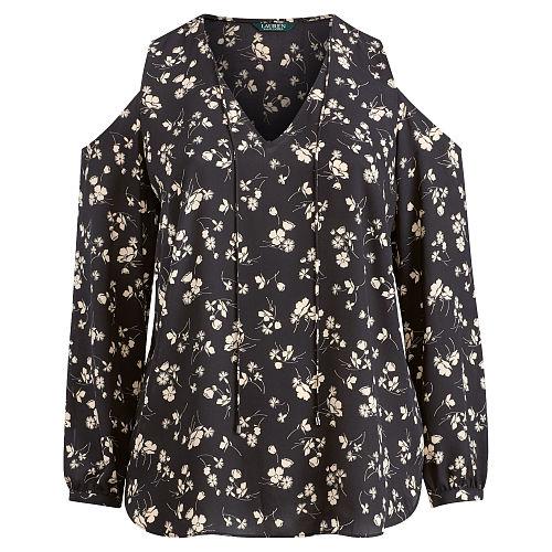 Ralph Lauren Lauren Woman Floral Cold-shoulder Top