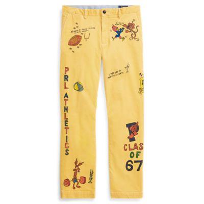 Ralph Lauren Stretch Straight Corduroy Pant Fall Yellow W/ Graffiti