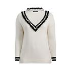 Ralph Lauren Ruffled Cotton-blend Sweater Cream/polo Black