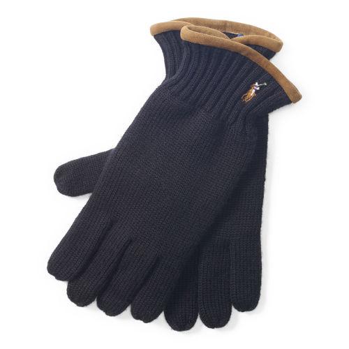 Polo Ralph Lauren Suede-trimmed Wool Gloves Polo Black