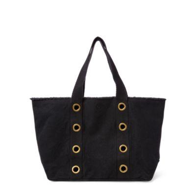 Ralph Lauren Grommet-trim Large Canvas Tote Black