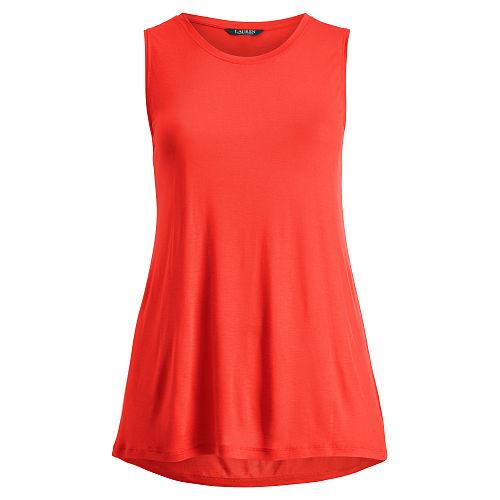Ralph Lauren Lauren Woman Jersey Sleeveless Top Fresh Tomato