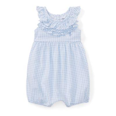 Ralph Lauren Ruffled Gingham Cotton Romper Blue/white 6m